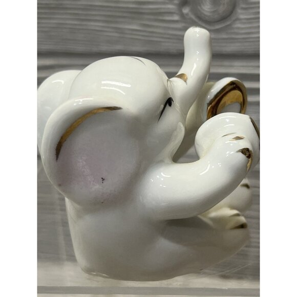 Small White Elephant Figurines Porcelain Ceramic Japan Lot of 3 Midcentury - Picture 5 of 16